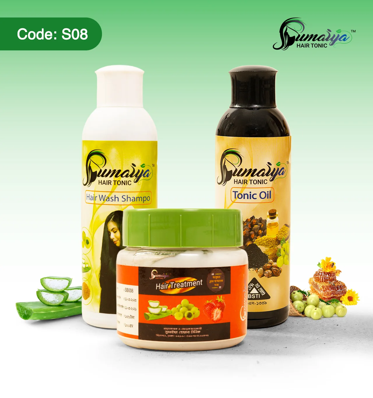 4-4 Sumaiya Hair Tonic Essential Hair Care Pack (3 in 1 Herbal Solution) Code: S08 - Image 1